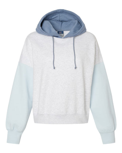 MV Sport-  Women's Sueded Fleece Colorblocked Crop Hooded Sweatshirt - W23716