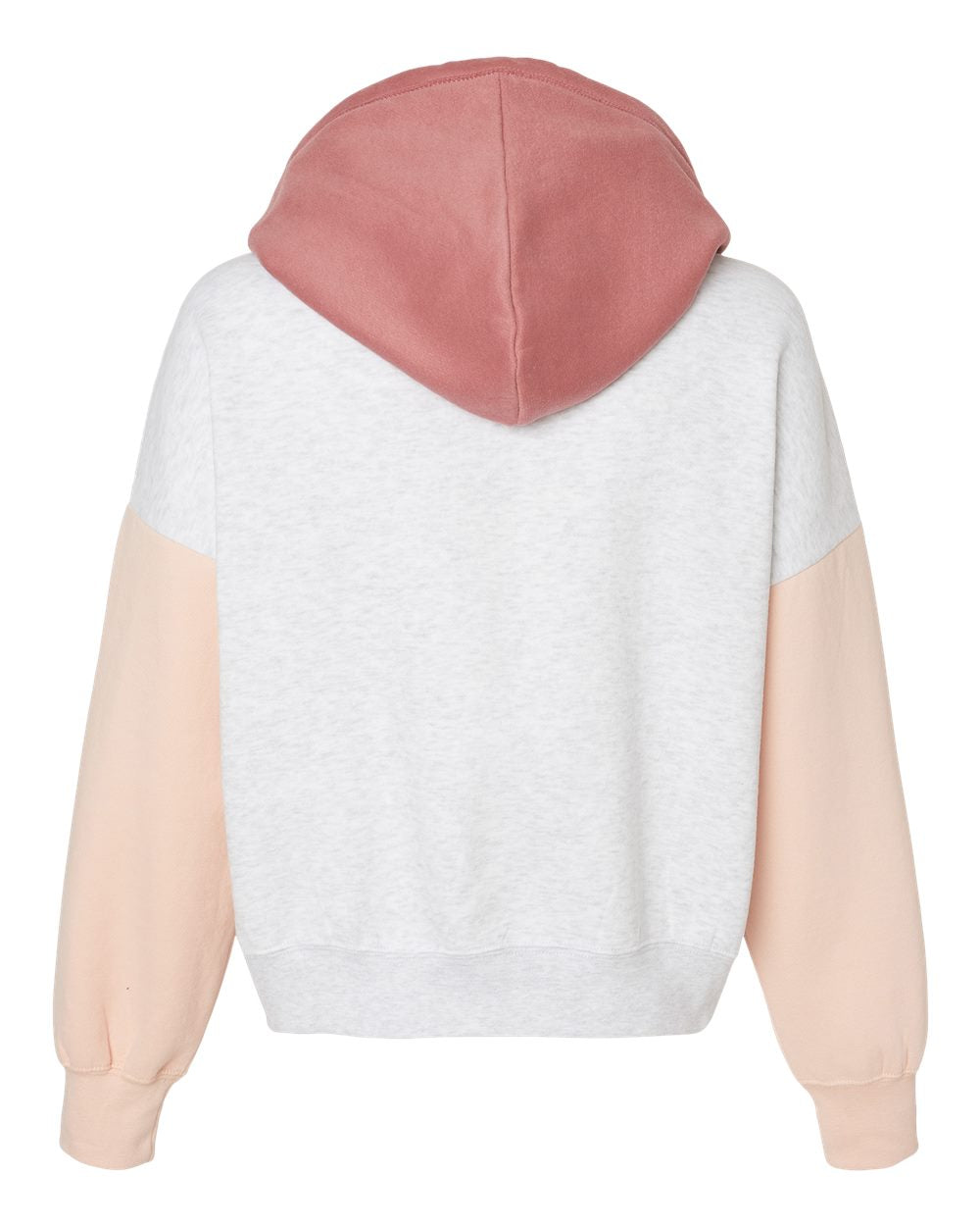 MV Sport-  Women's Sueded Fleece Colorblocked Crop Hooded Sweatshirt - W23716