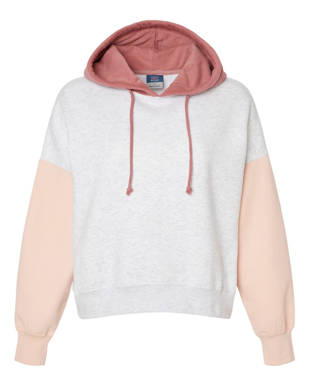 MV Sport-  Women's Sueded Fleece Colorblocked Crop Hooded Sweatshirt - W23716