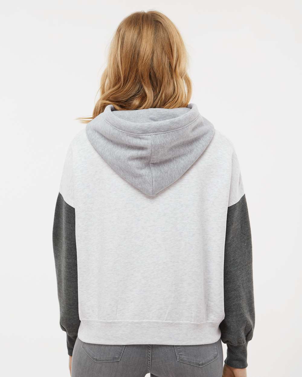 MV Sport-  Women's Sueded Fleece Colorblocked Crop Hooded Sweatshirt - W23716