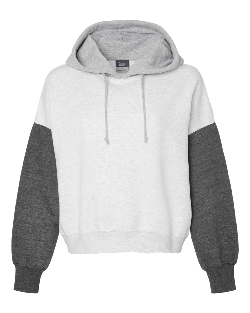 MV Sport-  Women's Sueded Fleece Colorblocked Crop Hooded Sweatshirt - W23716