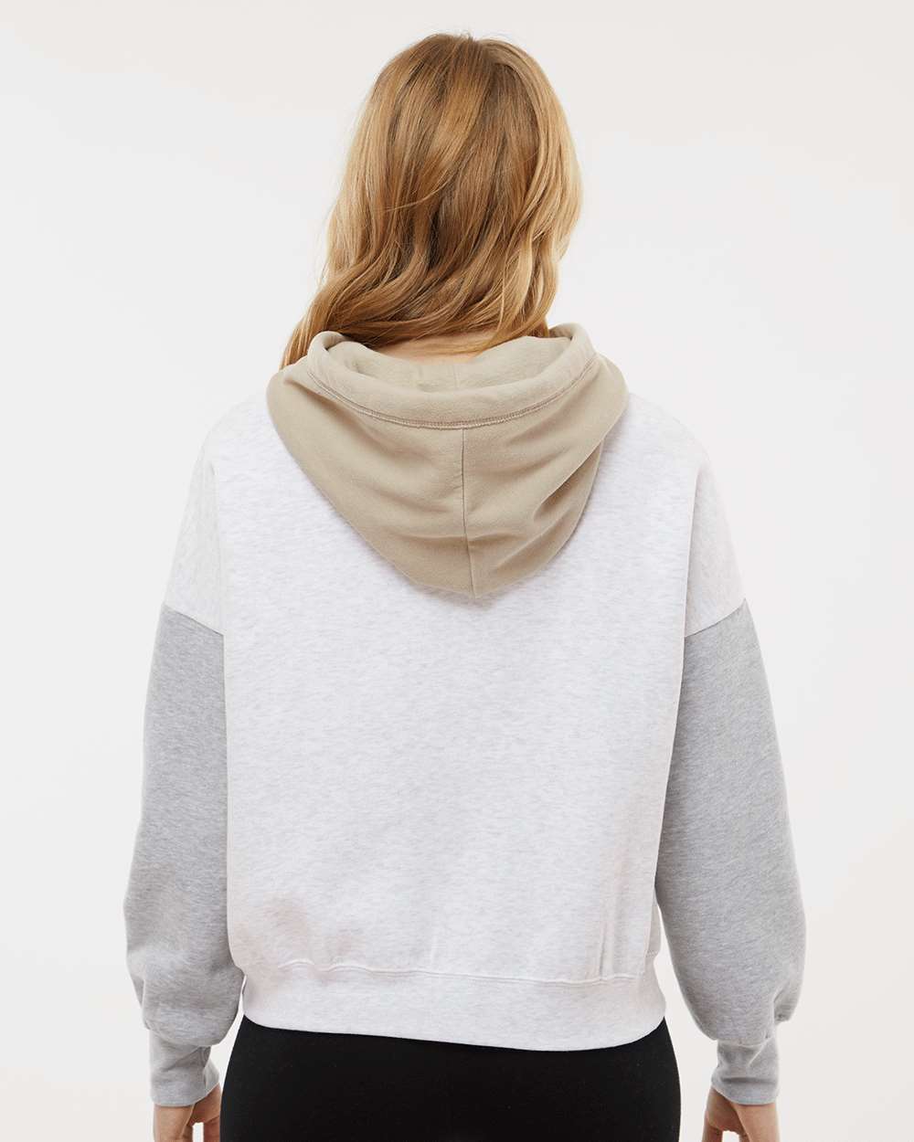 MV Sport-  Women's Sueded Fleece Colorblocked Crop Hooded Sweatshirt - W23716