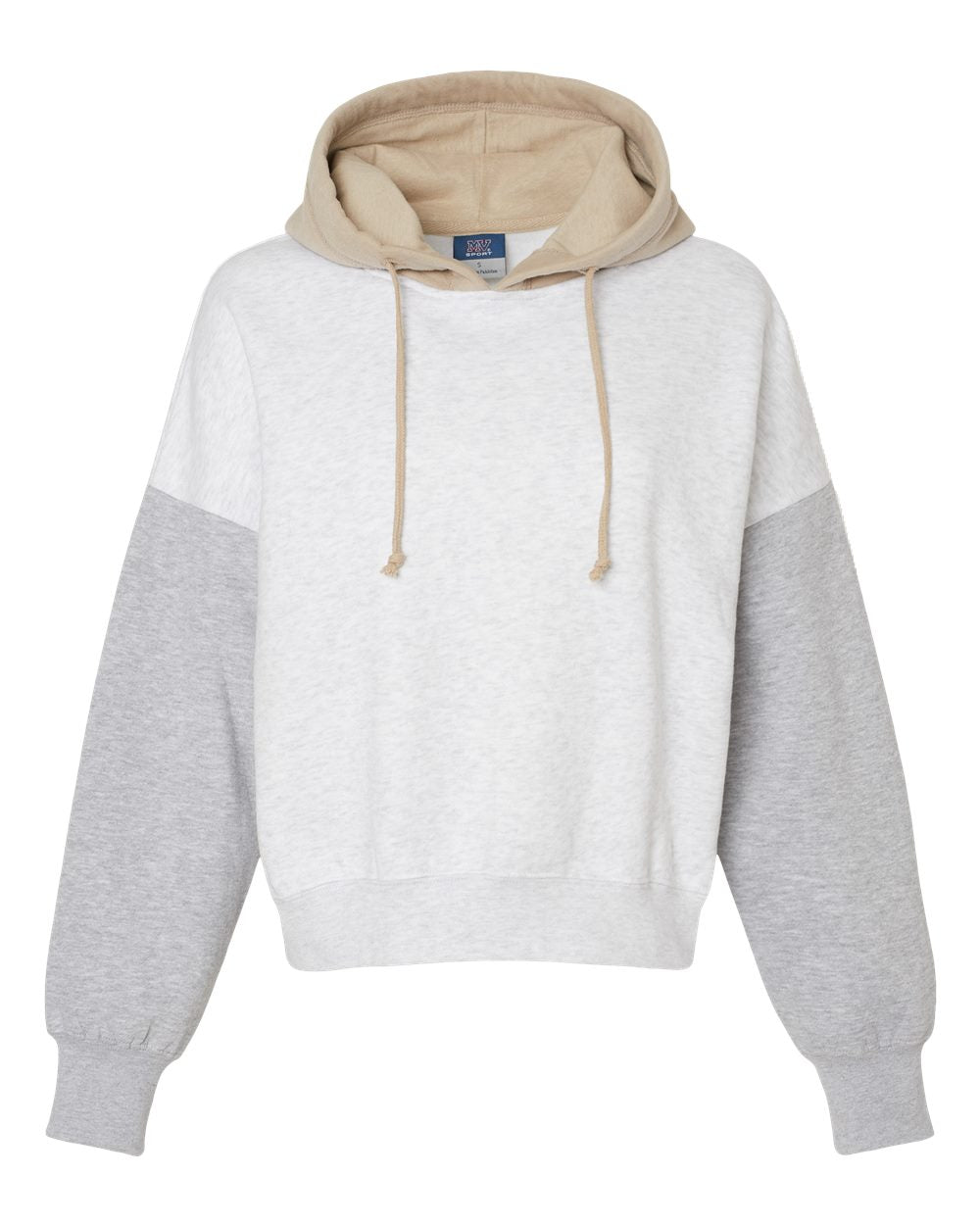 MV Sport-  Women's Sueded Fleece Colorblocked Crop Hooded Sweatshirt - W23716